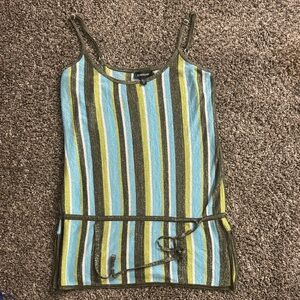 Bebe Blue and Green Striped Camisole